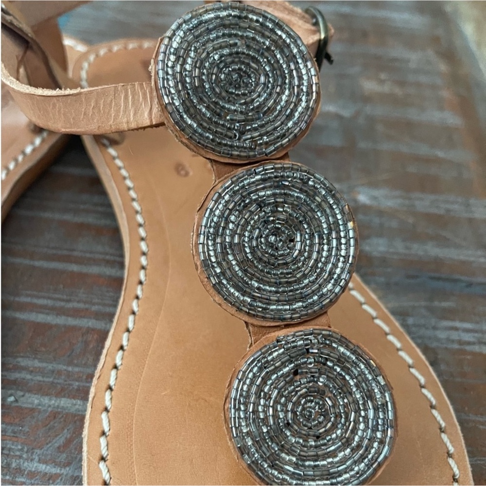 Laidback London Anthropologie handmade leather sandals beaded design Size 39 - Picture 3 of 14